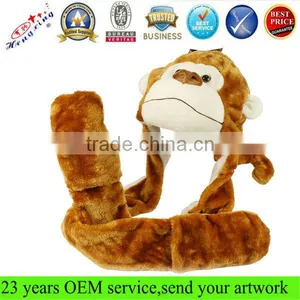 Cute Plush Faux Fur Animal Hat Cartoon Cap Winter Hat With Long Mittens thumbnail-1