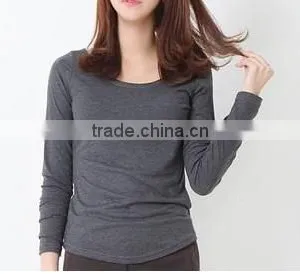 Plain T-shirt for Lady, 100% Cotton, Long Sleeve thumbnail-2