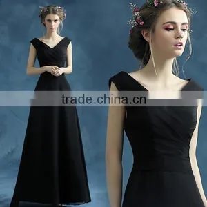 Sexy Satin Deep v Neck Gown Black Long Dress Beach Patterns thumbnail-1
