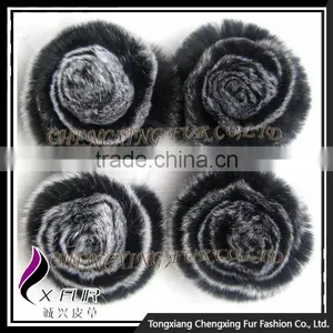 CX-A-37 Genuine Rex Rabbit Fur Fashion Flower Brooch Pins thumbnail-2