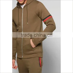 Custom Suit Embroidered Logo Slim Fit Men Winter Sport Cotton Tracksuit thumbnail-4