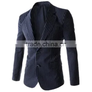 1 pc Hot Sale Good Quality 4 Size for Choice Slim Fit Striped Long Sleeve V Neck Slim Fit Men Blazer thumbnail-1
