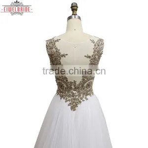 OEM Long Floor-length White A Line Wedding Dress thumbnail-5