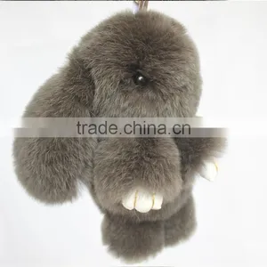Myfur Brown Customized Big Rabbit Fur Key Pendant for Bag Charm Wholesale thumbnail-1