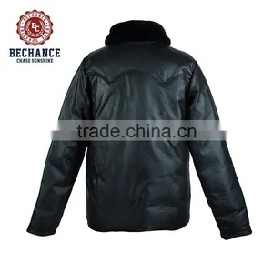 Mens Pu Padded Coat for Winter Outdoor Down Jacket thumbnail-1