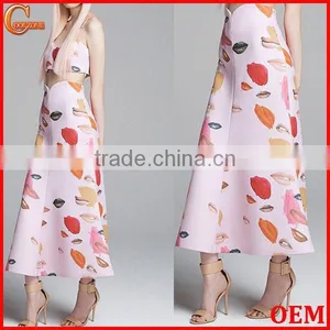 2015 New Fashion Sulty Lips Print Midi Long Women Skirt Wholesale thumbnail-1