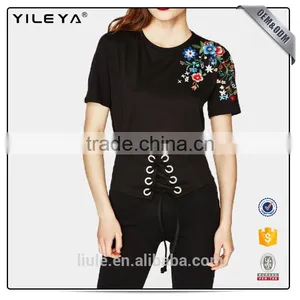 New Design Embroidered T-shirt For Female Popular Design Woman Shirt thumbnail-1