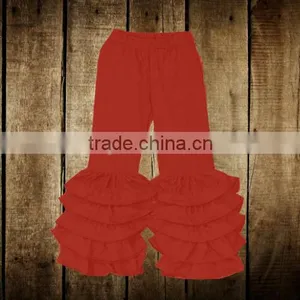 2016 Latest Designs Baby Muliti Ruffles Pants Girls Soild Colorful Leggings Kids Children Girls' Wholesale Ruffle Legging Pants thumbnail-3