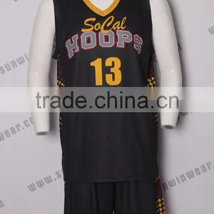 Team Basketball Jersey Cool Clubs Basketball Wear High Quality Basketball Jerseys Black Color thumbnail-1