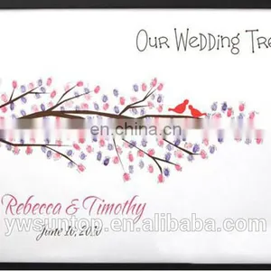 Happy Bird Fingerprint Signature Painting Wedding Attendance Album Fingerprint Guest Book thumbnail-1