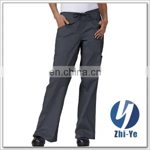 Hospital Style Cargo Pocket Stretch Flare Leg Scrub Pants thumbnail-5