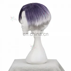 Styler Brand Cheap Wholesale Curly Gray Hair Synthetic Wig for Cosplay thumbnail-3