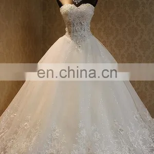 Luxury Applique Beaded Ball Gown Wedding Dresses 2017 Sweetheart Lace-up Back Casamento Wedding Gown thumbnail-1
