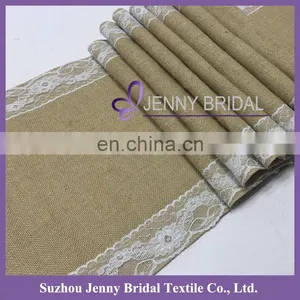 TR024C 2016 Cheap Restaurant Linen Table Runner Lace Edge Burlap Table Runner thumbnail-4