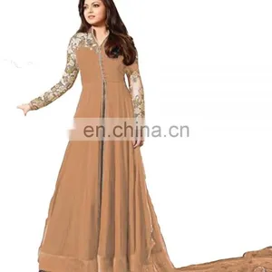 Women's Stylish Long Anarkali Salwar Kameez Designs 2018 (Semi Stitched) thumbnail-1