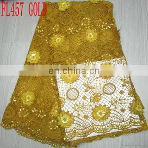 High Quality African French Lace/organza Lace/sequin Lace (FL457) thumbnail-3