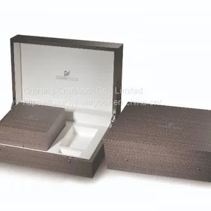 Private Custom Luxury PU Leather Gift Wooden Jewelry Box Packing Box With Lock thumbnail-1