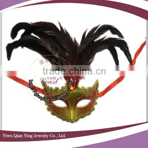 Venetian Masquerade Carnival Mask With Feather thumbnail-2