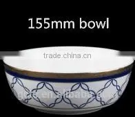 16pcs Blue Fabric Bone China Dinnerware Set, Embossed With Gold Design thumbnail-4