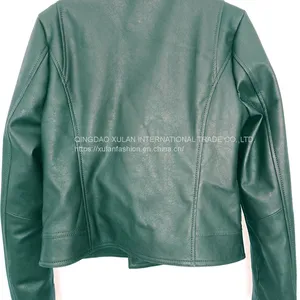 Women's Faux Leather Jacket Motocycle Biker PU Jacket thumbnail-2