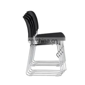 Black Ultra-Compact Plastic Stack Chair (4-Pack) Office Chair thumbnail-3