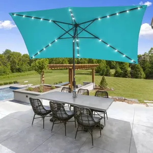 UPF50+ 10FT Large Patio Umbrella Solar LED Lights Aluminum Pole Market Garden Wholesale OEM thumbnail-5