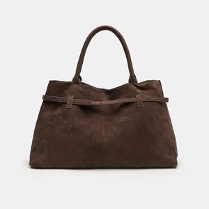 Women's Large Capacity Vintage Tote Bag - Elegant Brown, Structured Snap Closure, Sturdy Handles for Work, Travel, Everyday Use thumbnail-1