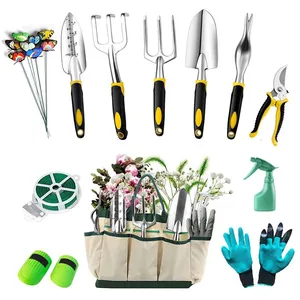 Garden Planting Tool Kit With Stainless Steel Hand Tools Storage Bag Gloves Kneeling Pad and Twist Tie thumbnail-1