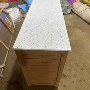 Waterproof Aluminum Outdoor Storage Cabinet With Quartz Stone Countertop, Garden Patio Sideboard Buffet Cabinet for Outdoor Restaurant Pool Area thumbnail-3