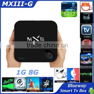 MXIII-G TV Box Android 4.4 1000M LAN Amlogic S812 Quad Core 1G 8G WiFi H.265 Gigabit TV Box Kodi Fully Loaded thumbnail-1