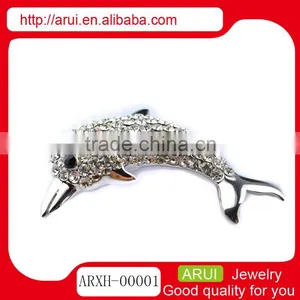 Website Decorative Initial Cute Dolphin Diamond Brooches Pin thumbnail-1