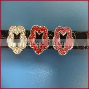 Zinc Alloy Rhinestone Plum Flower 10mm Slide Charms With Full Diamonds thumbnail-3