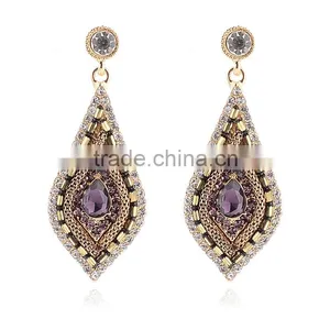 Fashion Retro Jewelry Women's Shinning Crystal Teardrop Hanging Earrings thumbnail-1