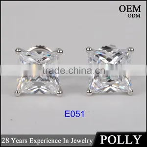 14KT Solid Gold Princess Cut AAAAA CZ Earrings Jewelry Manufacturers thumbnail-2