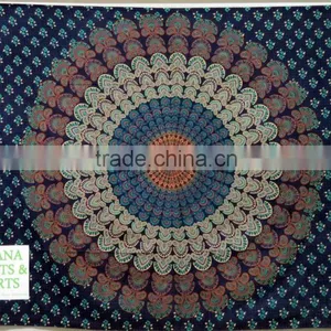 Bohemian Bedsheet Hippie 100% Cotton Gypsy Mandala Tapestry Tapestries Mandala Round Tapestry thumbnail-2