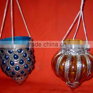 Candle Lantern Glass Hanging IM-262 thumbnail-1
