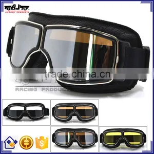 BJ-GT-011 High Quality Black Leather Motorcycle Helmet Steampunk Aviator Goggles thumbnail-1