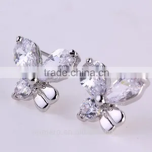 New Fashion Rolled Jewelry Gold Butterflies Crystal Earring For Women thumbnail-2