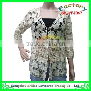 European Style Cotton Fashion Women Lace Crochet Shirts Fancy Lady Blouses and Tops thumbnail-6