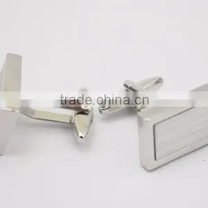 Two Tone Blank Rectangle Silver Cufflinks For Mens thumbnail-3