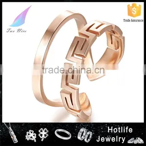 High Quality Jewellery Rose Gold Plated Stainless Steel Cuff Double Ring thumbnail-1