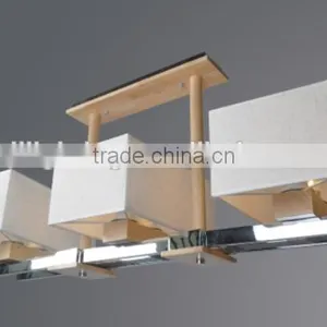 Hot Sell Wood Pendant Light for Dinning Room, Square Fabric Lamp Shade thumbnail-1