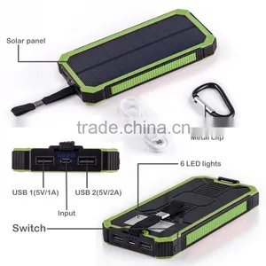 2016 Trending Products 12000mah Solar Power Bank Charger With Led Light thumbnail-6