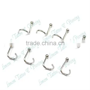 Surgical Steel Nose Stud Nose Ring Piercing Jewelry Nose Spiral Body Jewelry With Ball Without Thread thumbnail-1