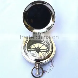 BRASS DALVEY COMPASS - NAUTICAL COMPASS WITH LID - CHROME COMPASS WITH LID - PUSH BUTTON COMPASS thumbnail-3