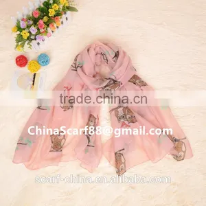 Wholesale Owl Viscose Scarf thumbnail-3