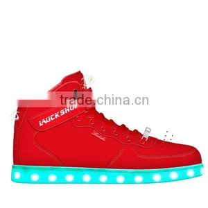 Hot Selling Men Luminous LED Boots With Buckle up Pu Upper LED Sneakers With Good Quality thumbnail-2