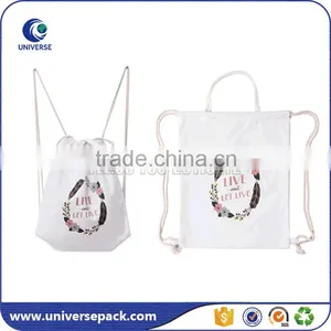 Promotional White Cotton Backpack Bag With Drawstring for Shoes Supplier's Choice thumbnail-1