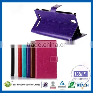 C&T Genuine Leather Stand Case for Sony T2 Ultra D5303 D5306 / Ultra Dual D5322 thumbnail-2