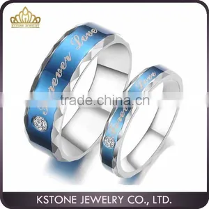 KSTONE 2015 New Arrive Romantic Fashion Stainless Steel Blue Couple Ring thumbnail-1
